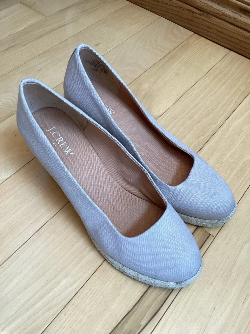J.Crew beige canvas Seville espadrille wedge heel sandals. Women’s size 8.5
